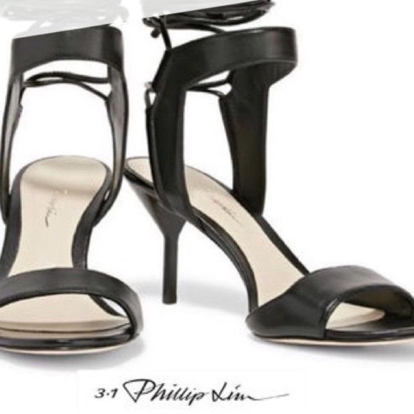 3.1 Phillip Lim Shoes - 3.1 PHILLIP LIM “Martini” Ankle Wrap Black Leather Heels SZ 39 / 8.5 EUC